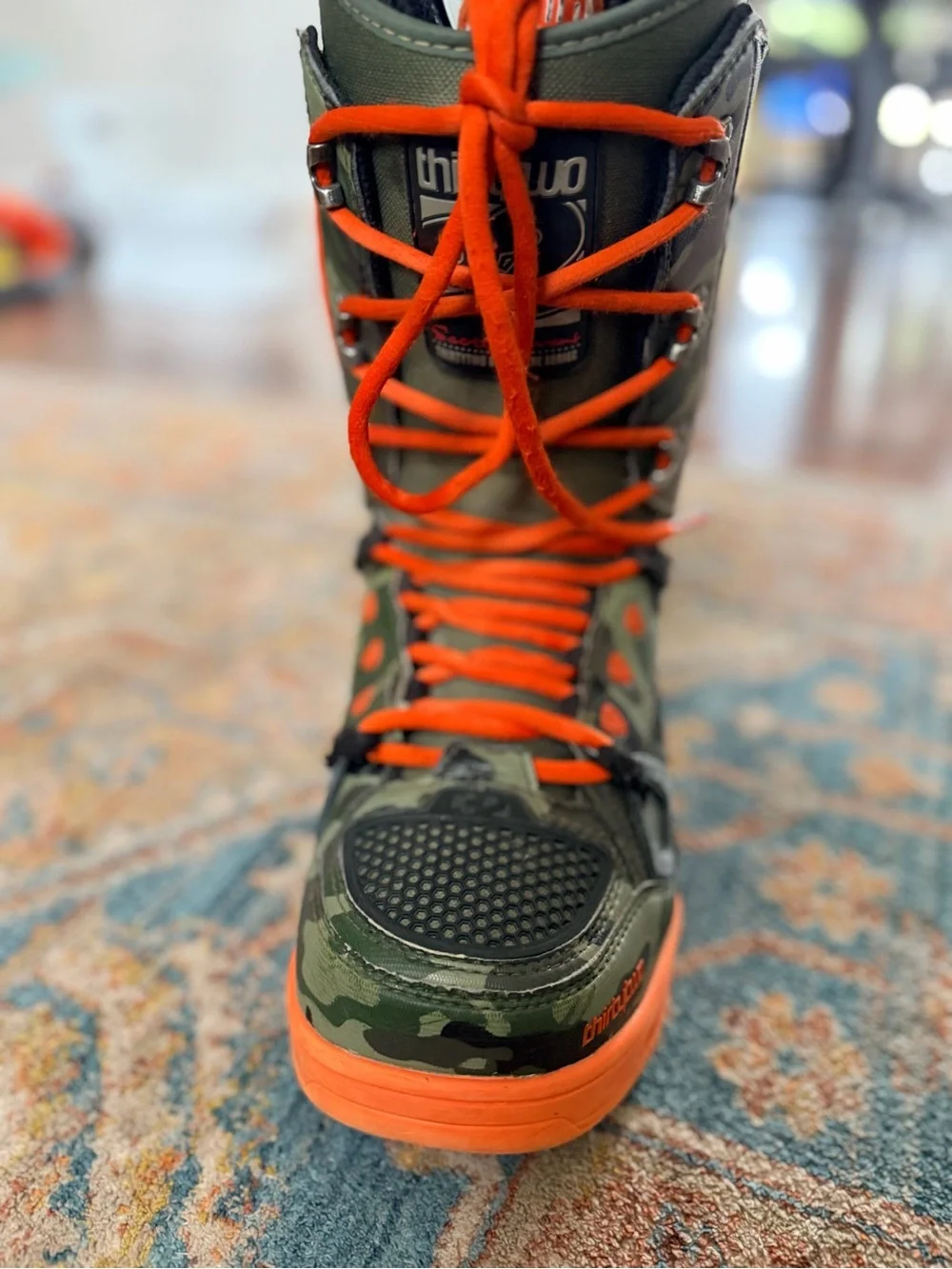 ThirtyTwo Scott Stevens Signature Snowboard Boots Mens 9 Camo Orange Lace-Up